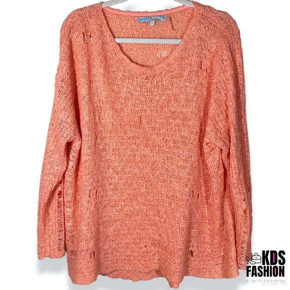 Cecico Oversized Distressed High Low Sweater LG - Picture 6 of 13